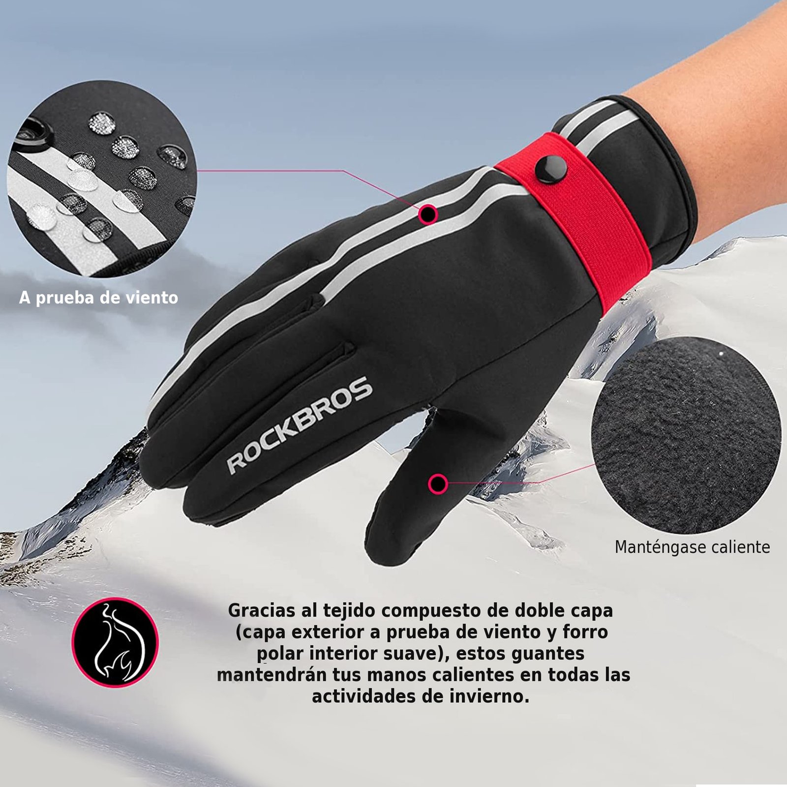 Guantes Térmicos Rockbros 16410777005 Reflectantes 2XL - Imagen 4