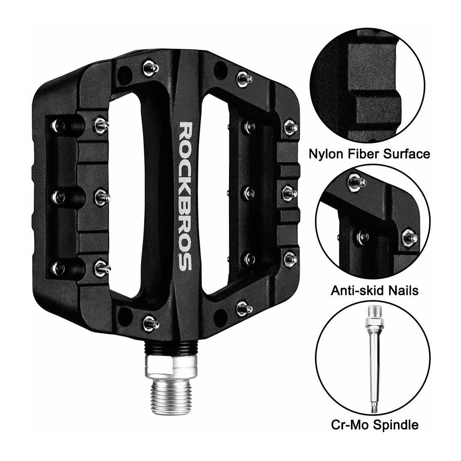 Pedales Para Bicicleta Rockbros Antideslizantes Anchos - Imagen 3