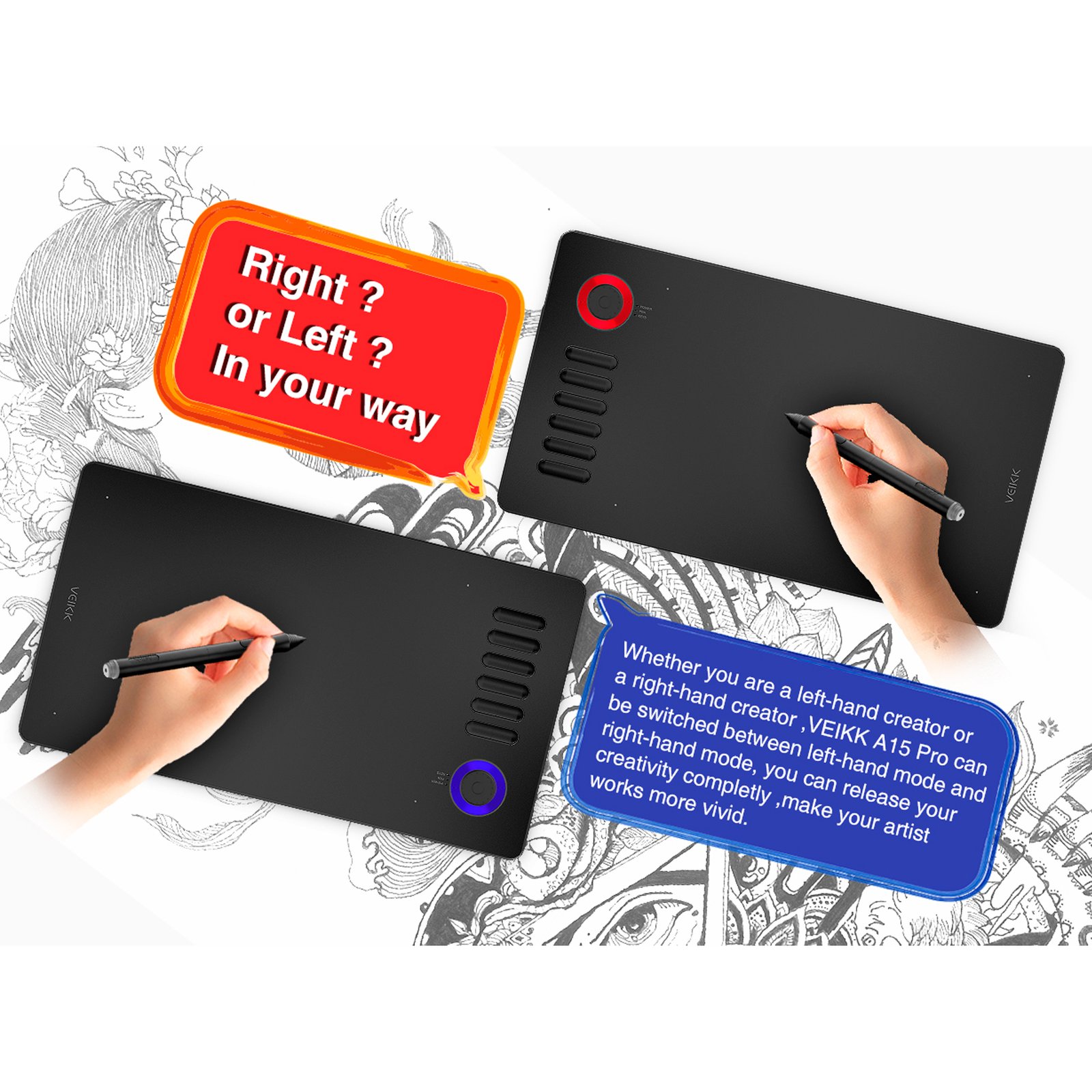 Tableta Digitalizadora Veikk A15pro Ambidiestro 10x6 5080lpi - Imagen 2