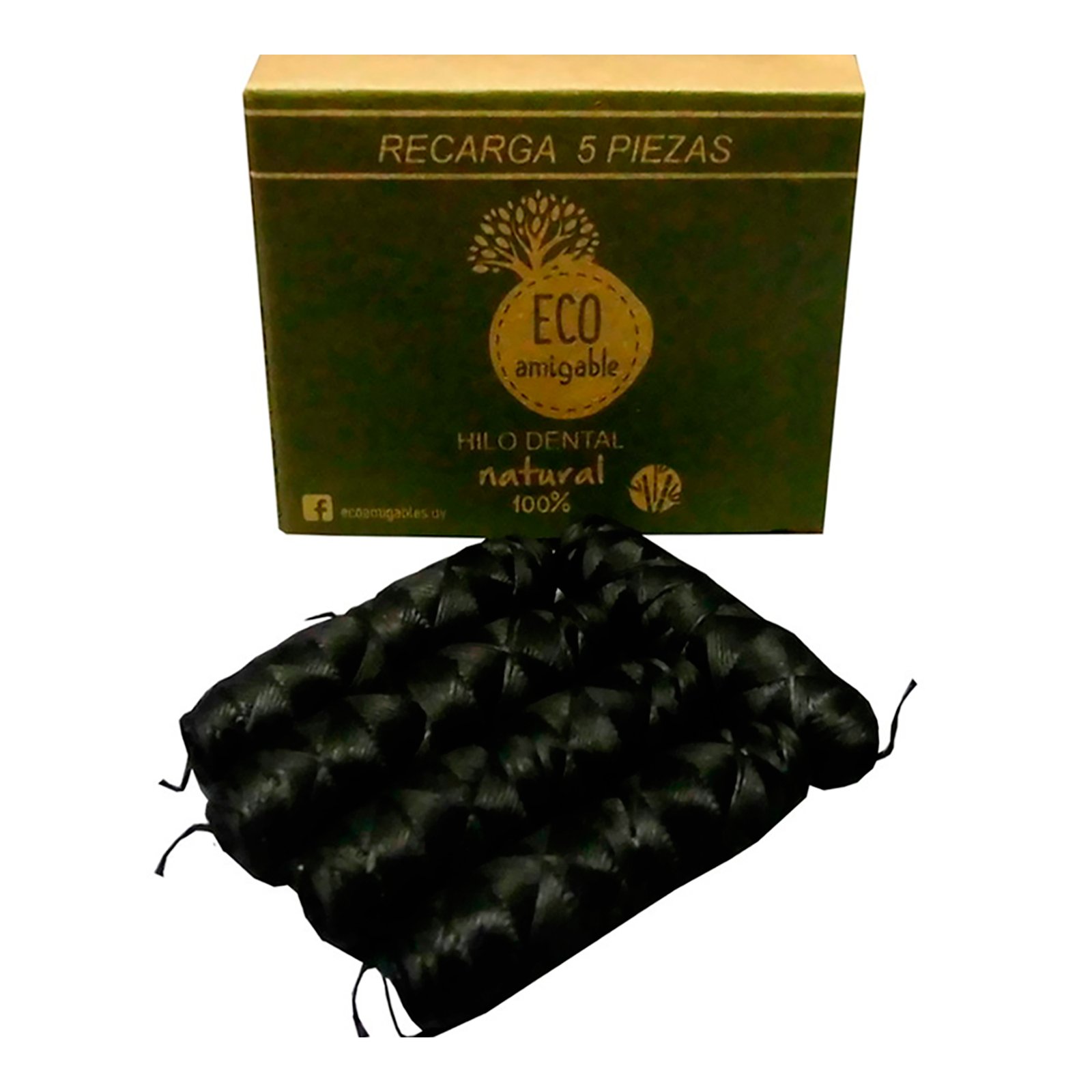 Recarga Hilo Dental Ecológico De Carbón De Bambú 5u