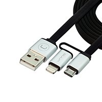 Cable 2 En 1 Lightning Y Micro Usb Unno Plano - Imagen 2