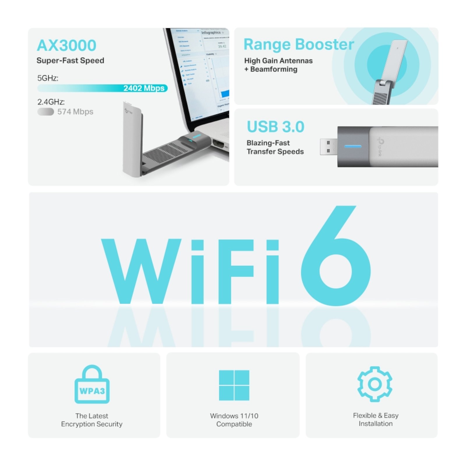 Archer Tx50uh, Adaptador Wi-fi 6 Usb Ax3000 - Imagen 5