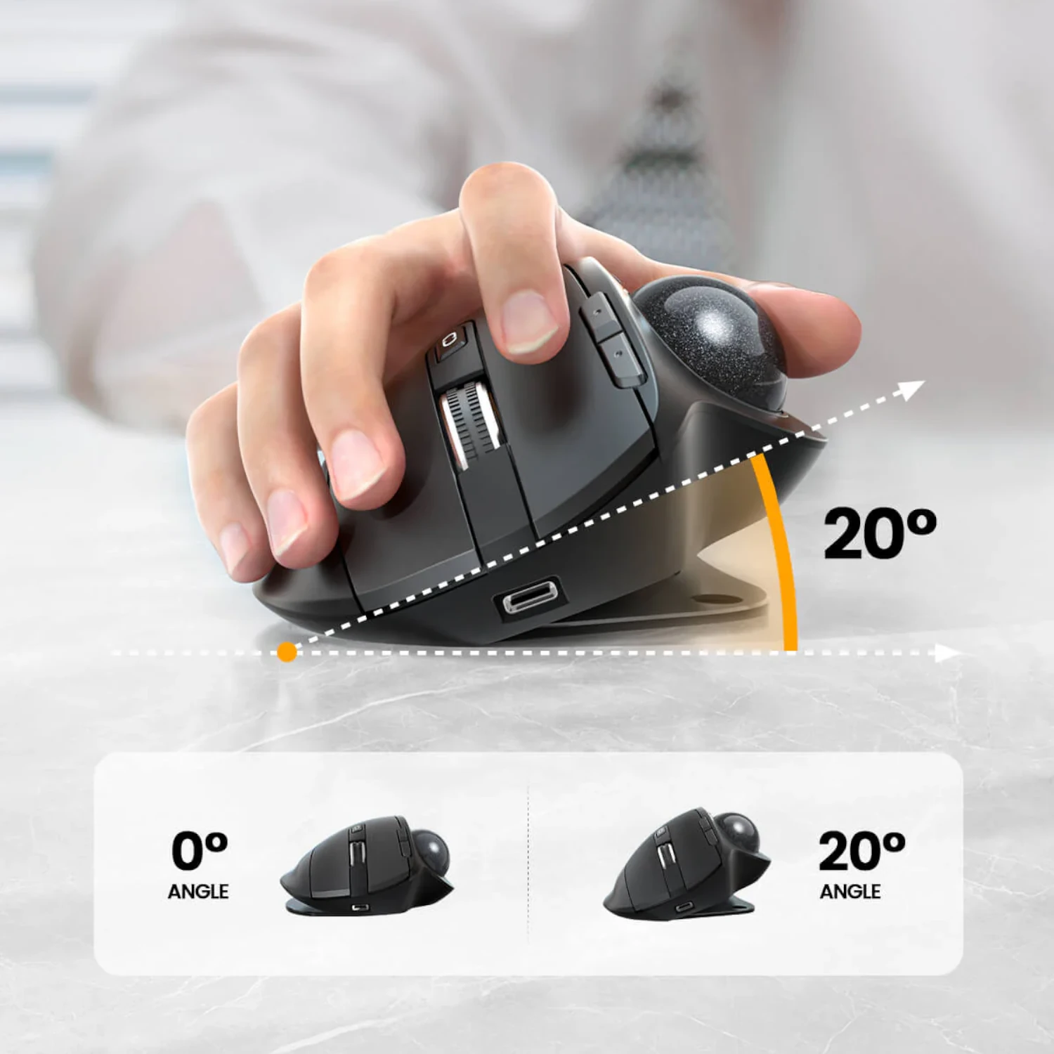 Mouse Diestro Ergonómico Inalámbrico Trackball ProtoArc - Imagen 4