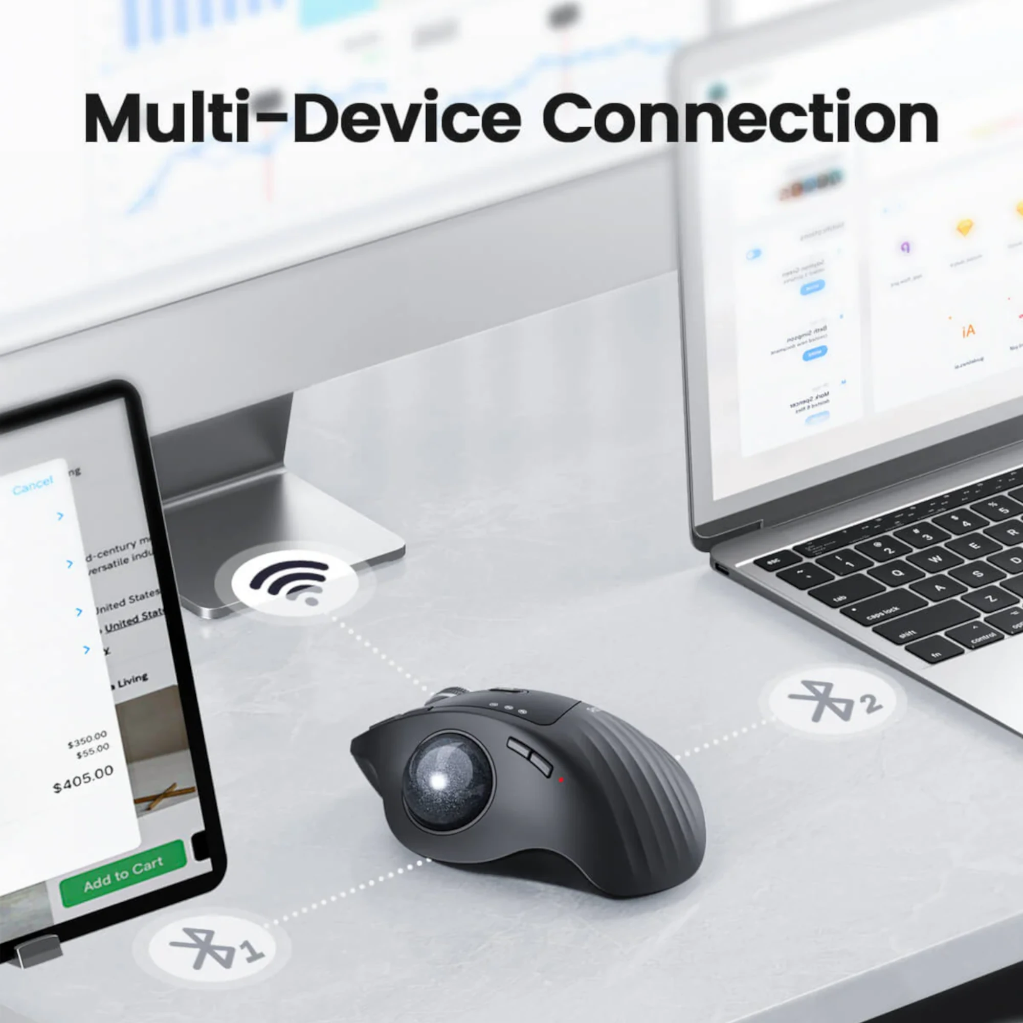 Mouse Diestro Ergonómico Inalámbrico Trackball ProtoArc - Imagen 2