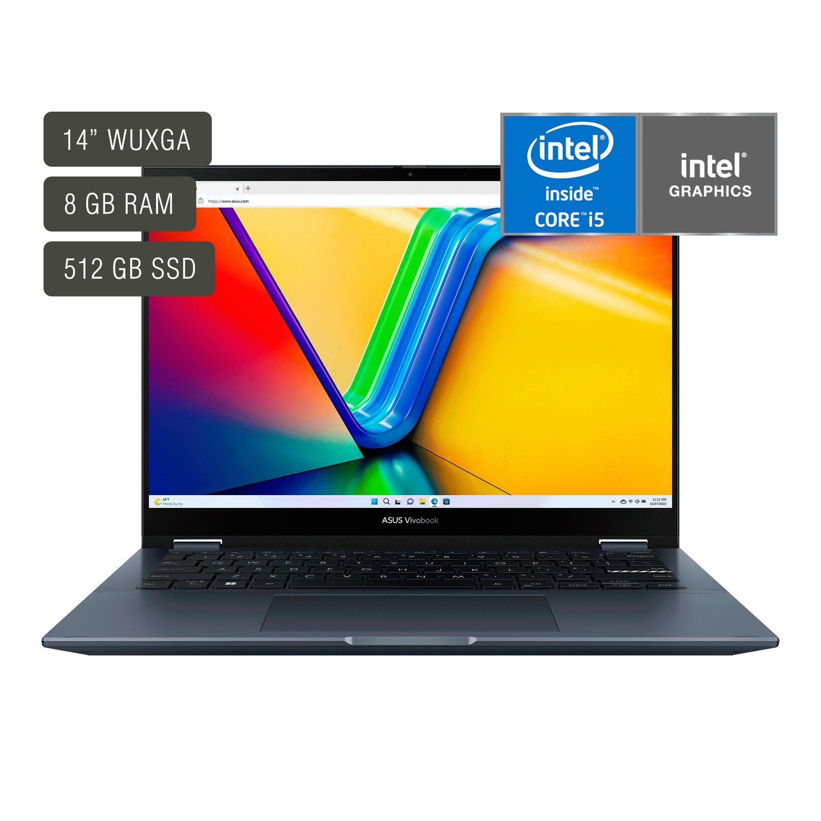 Notebook Asus Vivobook 14'' Táctil Core i5 8gb QUIET BLUE - Imagen 6