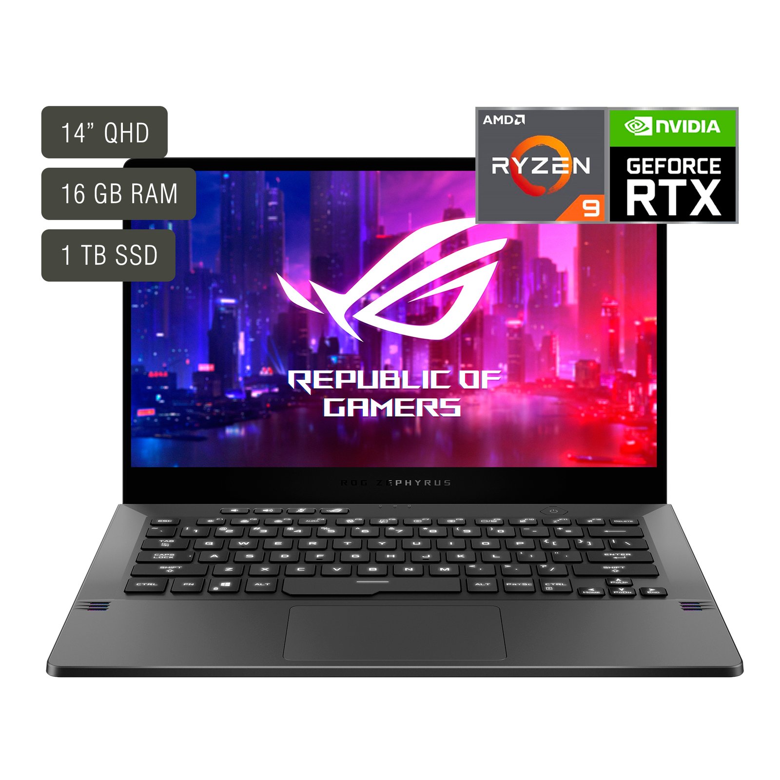 Notebook Gamer Asus Rog Zephyrus 14'' Ryzen 9 16gb 1tb W10 Rtx3060 - Imagen 9