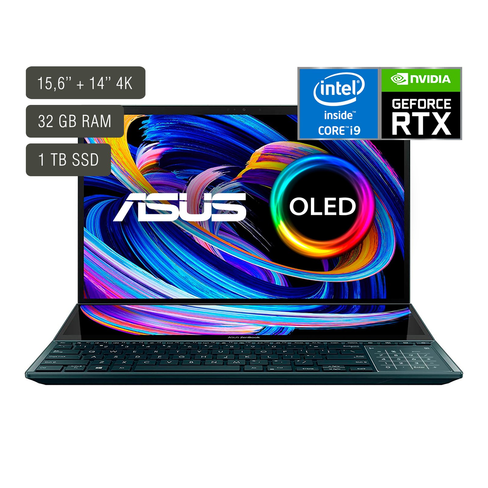 Notebook Gamer Asus Zenbook 15,6"+14'' Táctil Core I9 32gb 1tb W11 - Imagen 5