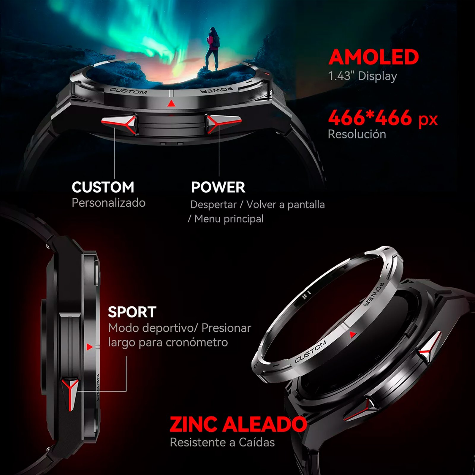 Smartwatch Cubot GT1 53,9mm 5atm 1,43'' Bluetooth - Imagen 3