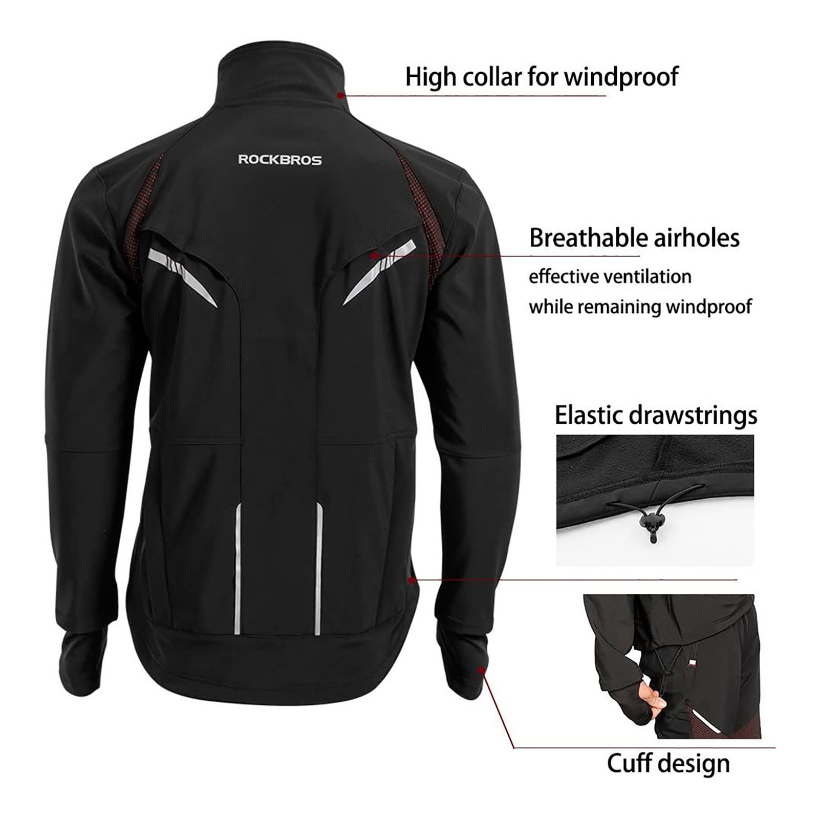 Campera Impermeable Rockbros Cintas Reflectivas L - Imagen 2