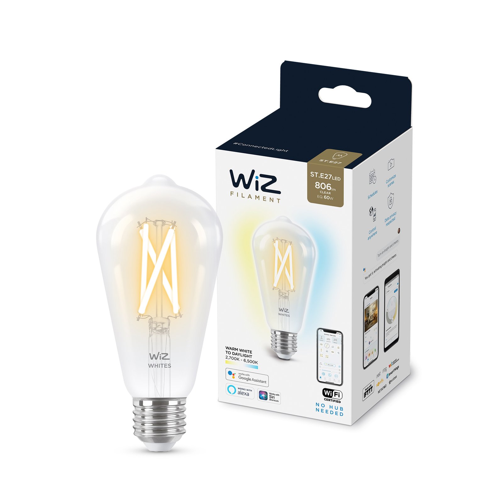 Lámpara Led Inteligente Philips Wiz 7W ST64 E27 Blanco - Imagen 6