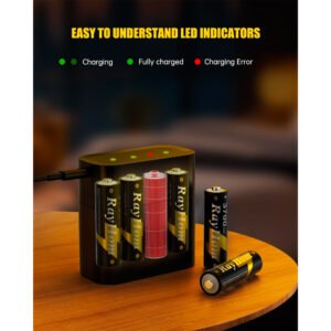 Cargador Rayhom Para 4 Pilas AA + 8 Pilas AA 1,5v 3700mwh