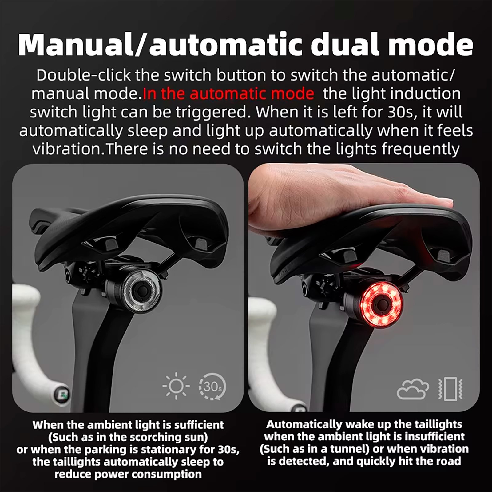 Luz Trasera De Bicicleta Rockbros, Sensor De Freno, Equipo L - Imagen 2