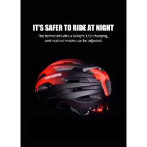 Casco Para Ciclista Thinkrider Con Lentes Y Luz Trasera