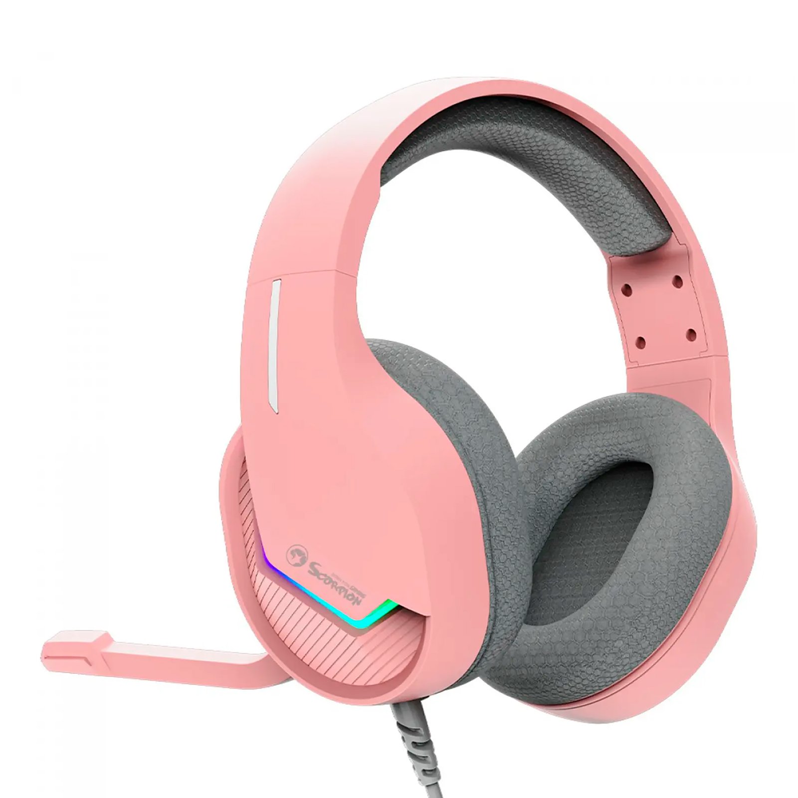 Auriculares Gaming USB Marvo H8618 RGB PC Rosa - Imagen 4