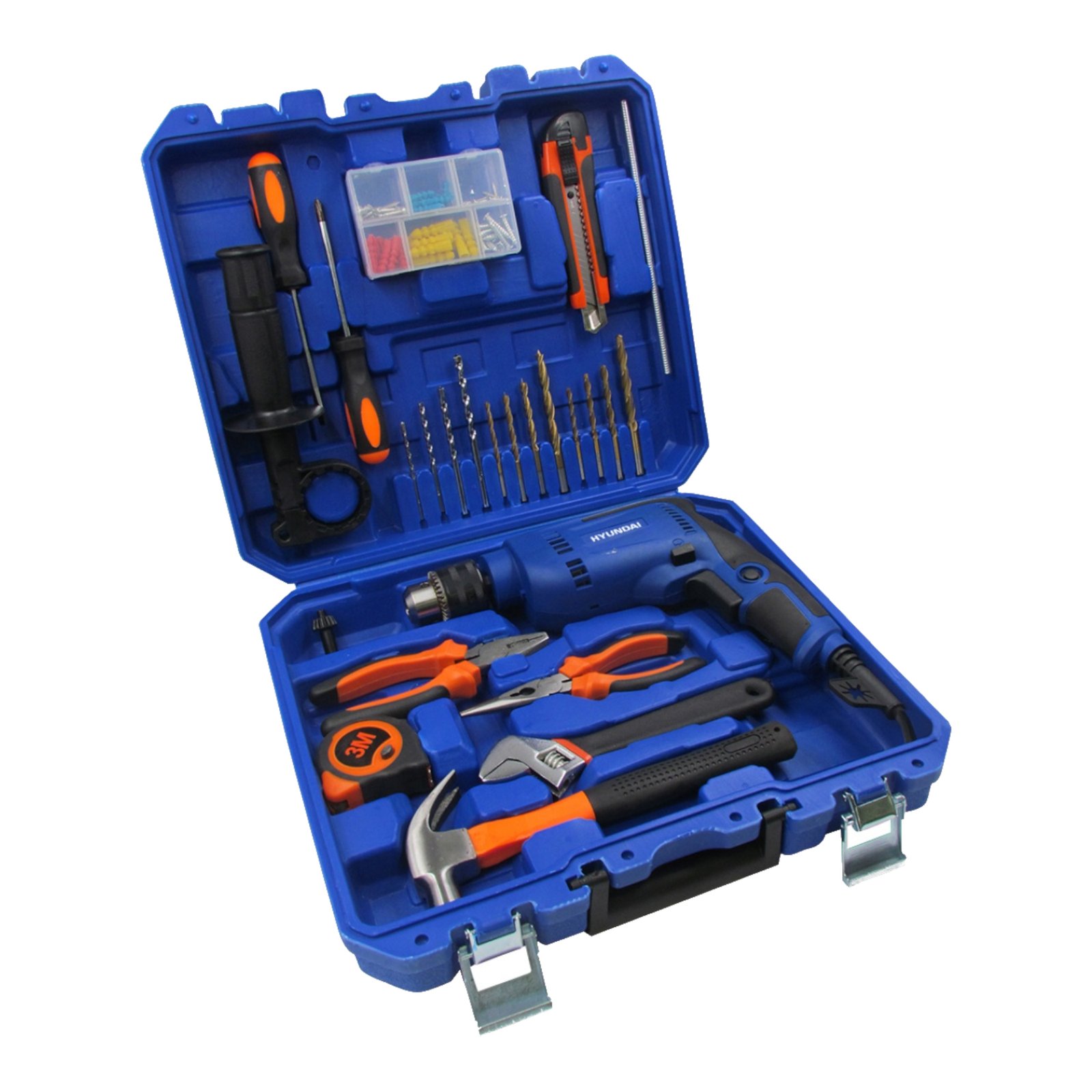 Kit Taladro Percutor Hyundai 600W + Valija C/Herramientas 78Pcs