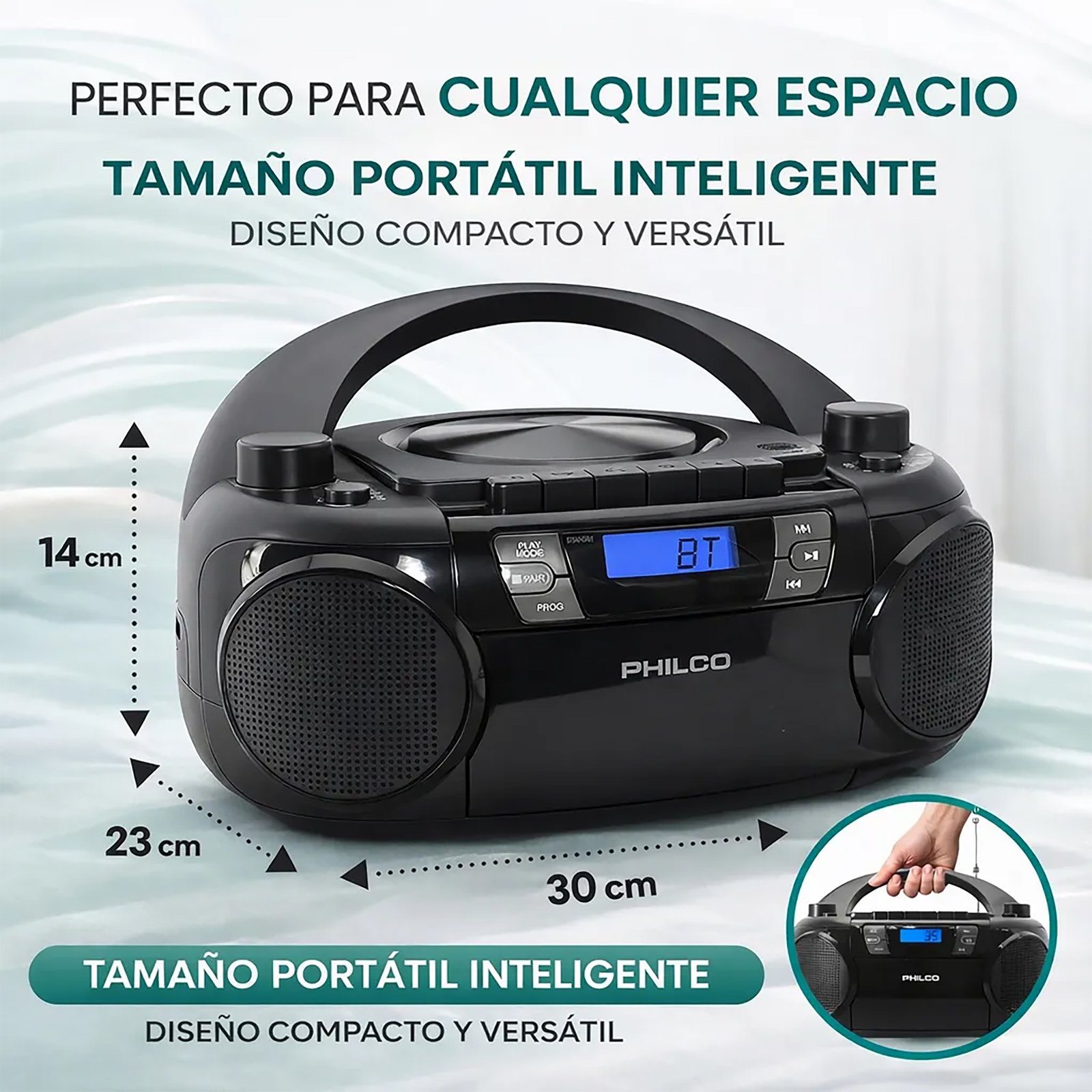 Radio Philco Boombox Bt 12w Estéreo FM CD MP3 - Imagen 2