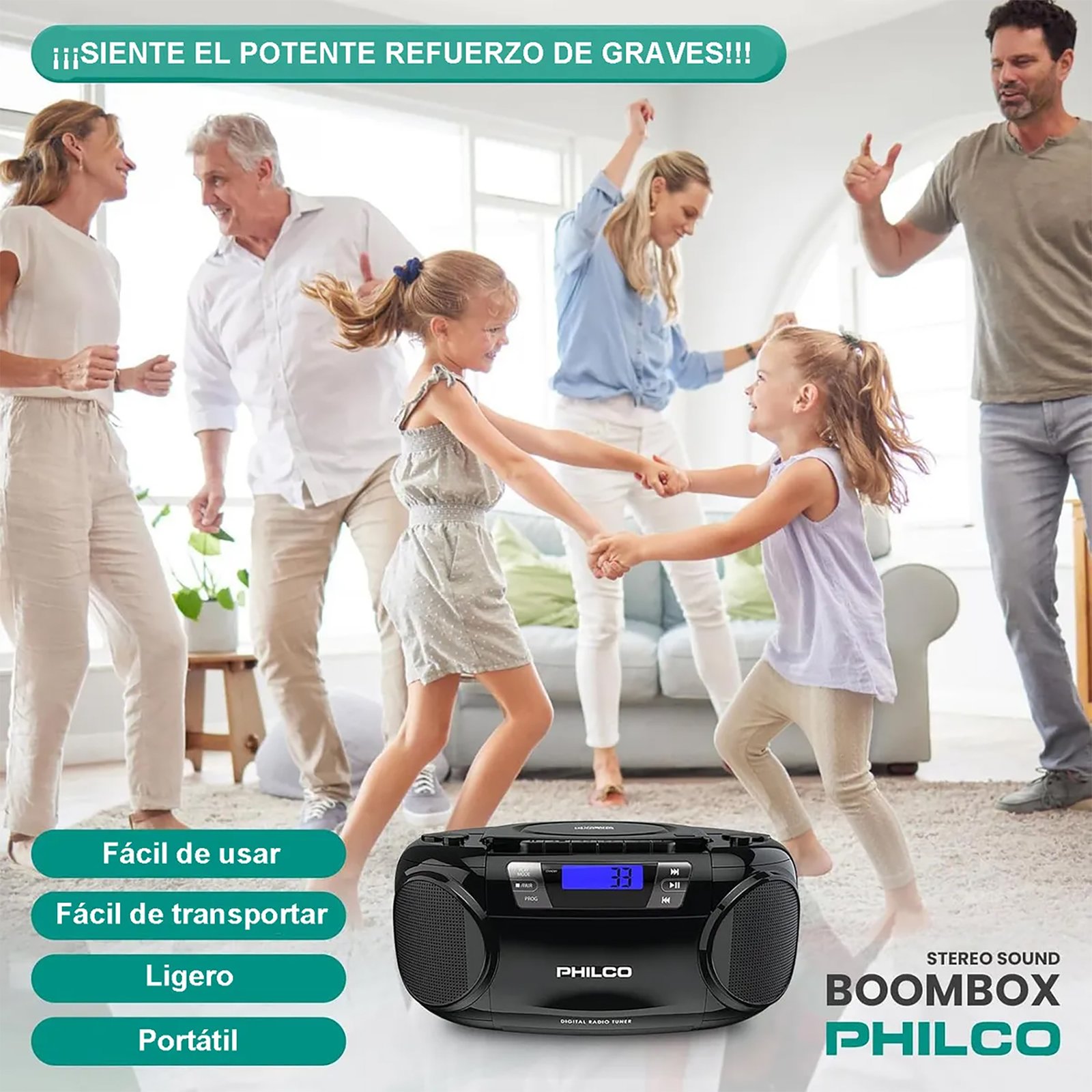 Radio Philco Boombox Bt 12w Estéreo FM CD MP3