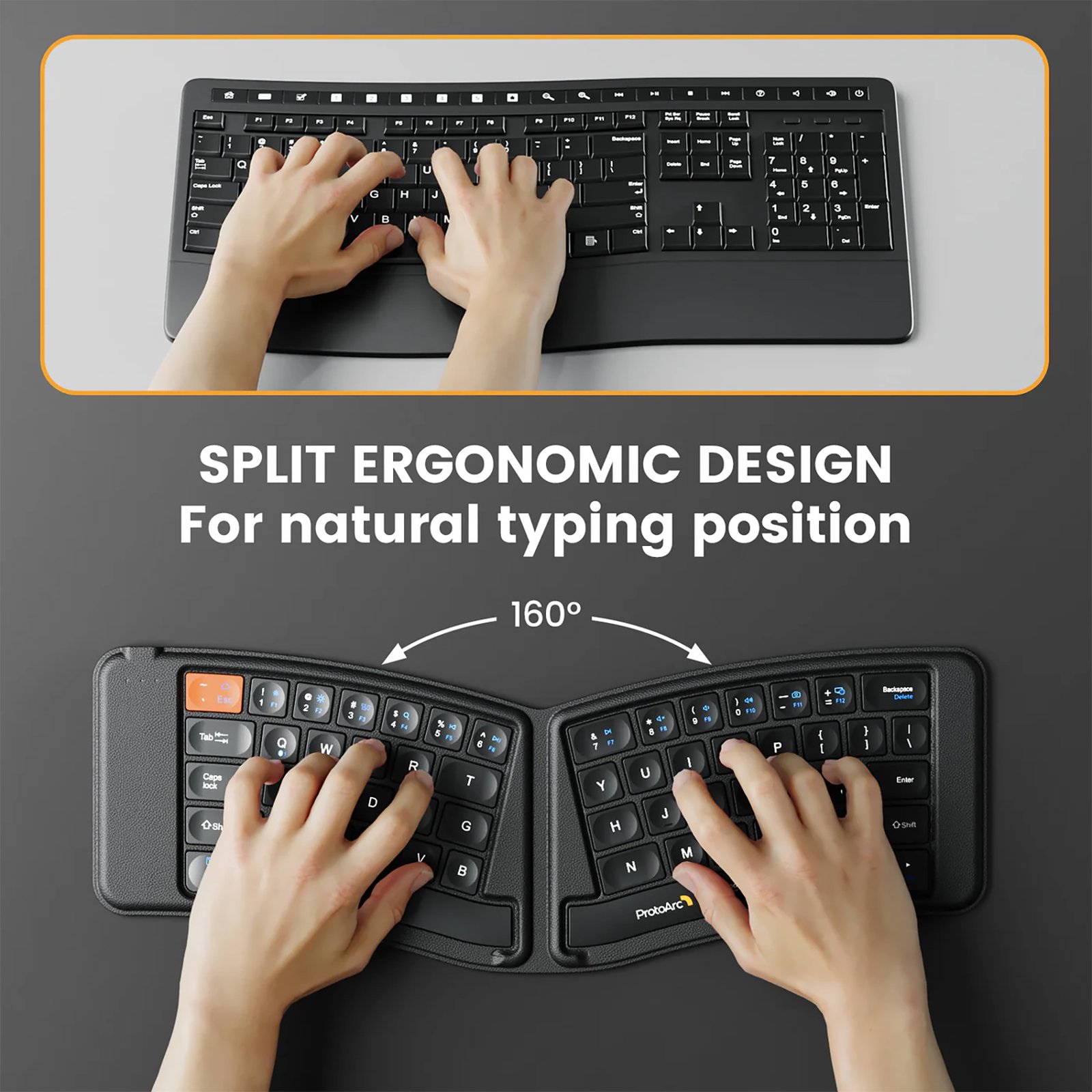 Teclado Ergonómico Plegable Bluetooth ProtoArc Xk03 - Imagen 5