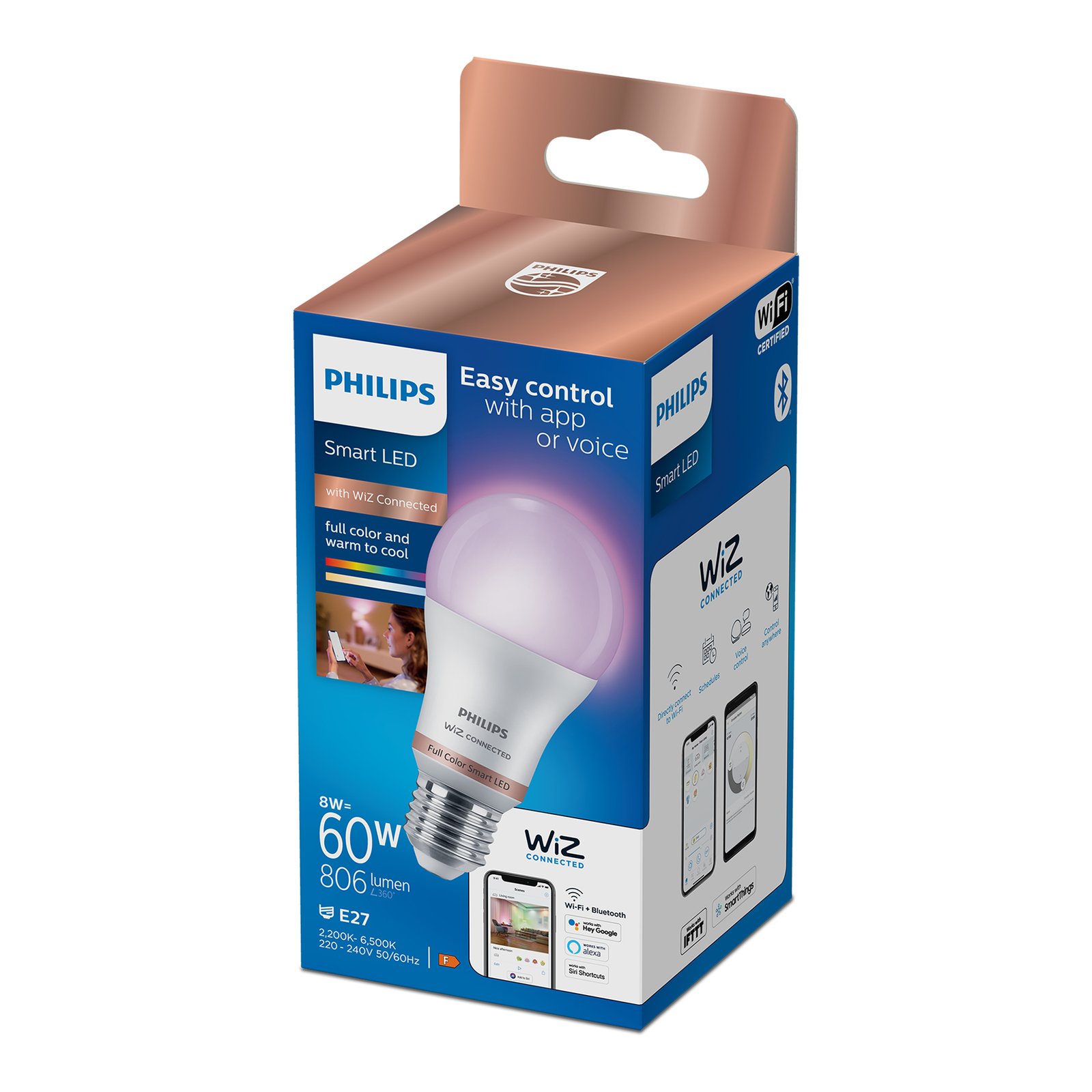 Lámpara Led Inteligente Philips Wiz 8W E27 Blanco Y Color - Imagen 5